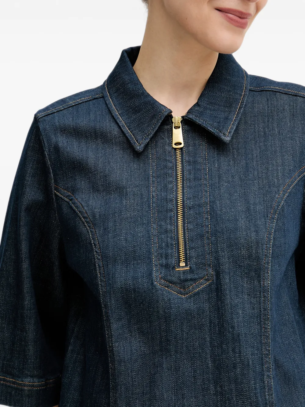 Mos Mosh MMAbigail denim mini-jurk met kwartrits Blauw
