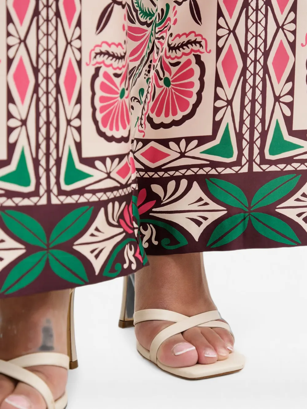 Morgan Broek met geometrische print Beige