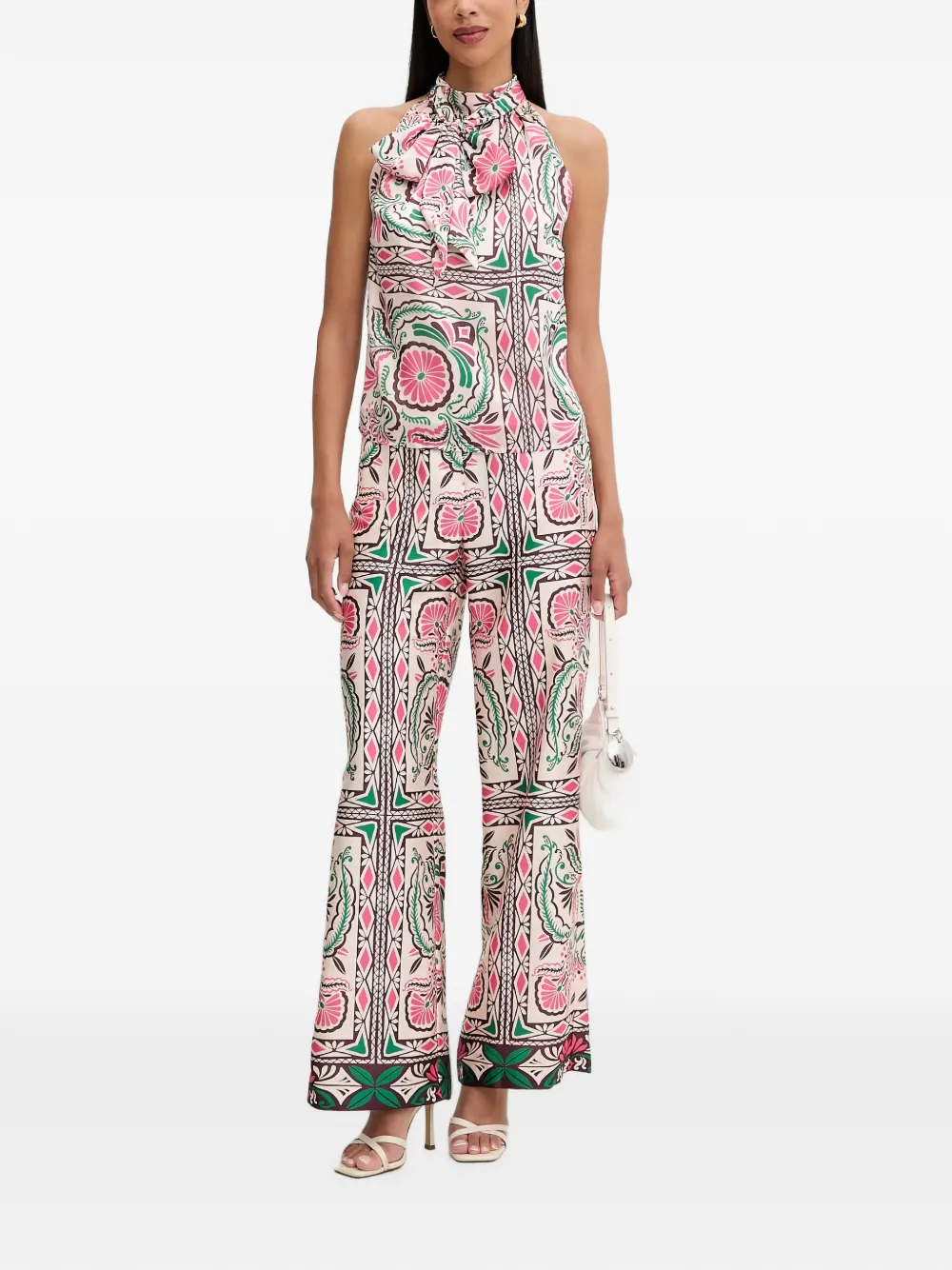 Morgan Broek met geometrische print Beige