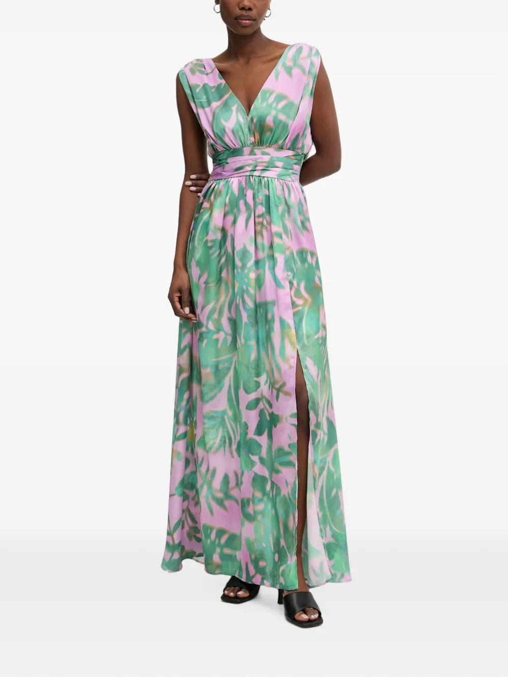 Morgan floral-print sleeveless maxi dress