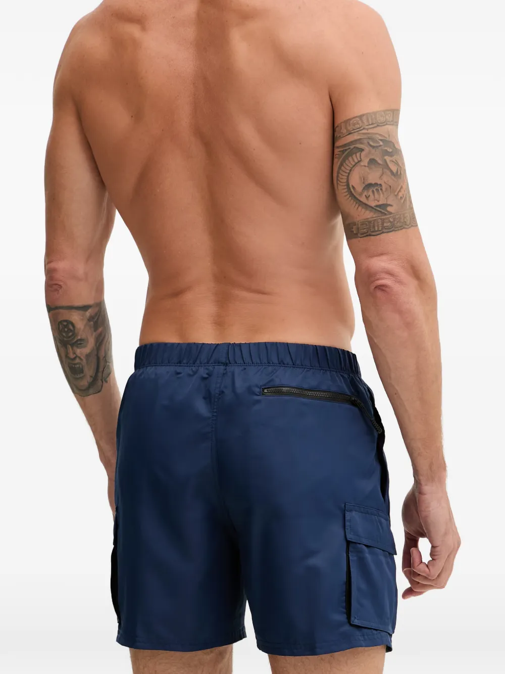 Nike logo-embroidered cargo swim shorts Blauw