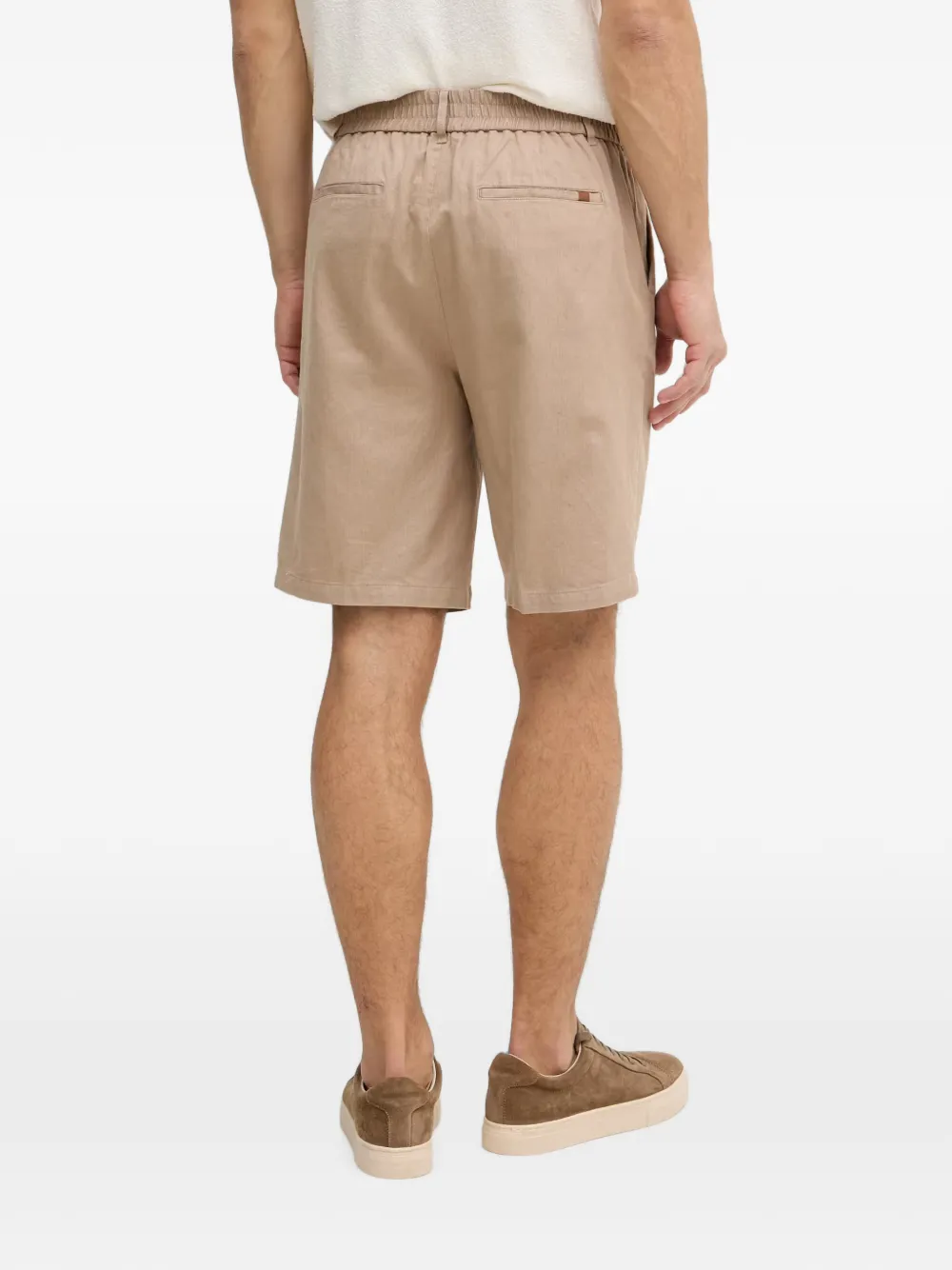 Mos Mosh MMGBaldo Porro geplooide shorts met elastische taille Beige