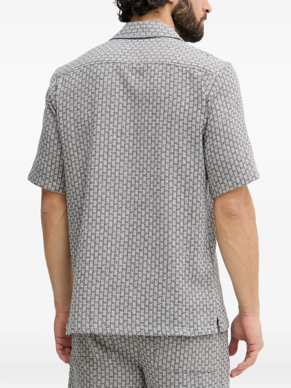 Mos Mosh MMGBanks overhemd met geometrische print en korte mouwen Beige