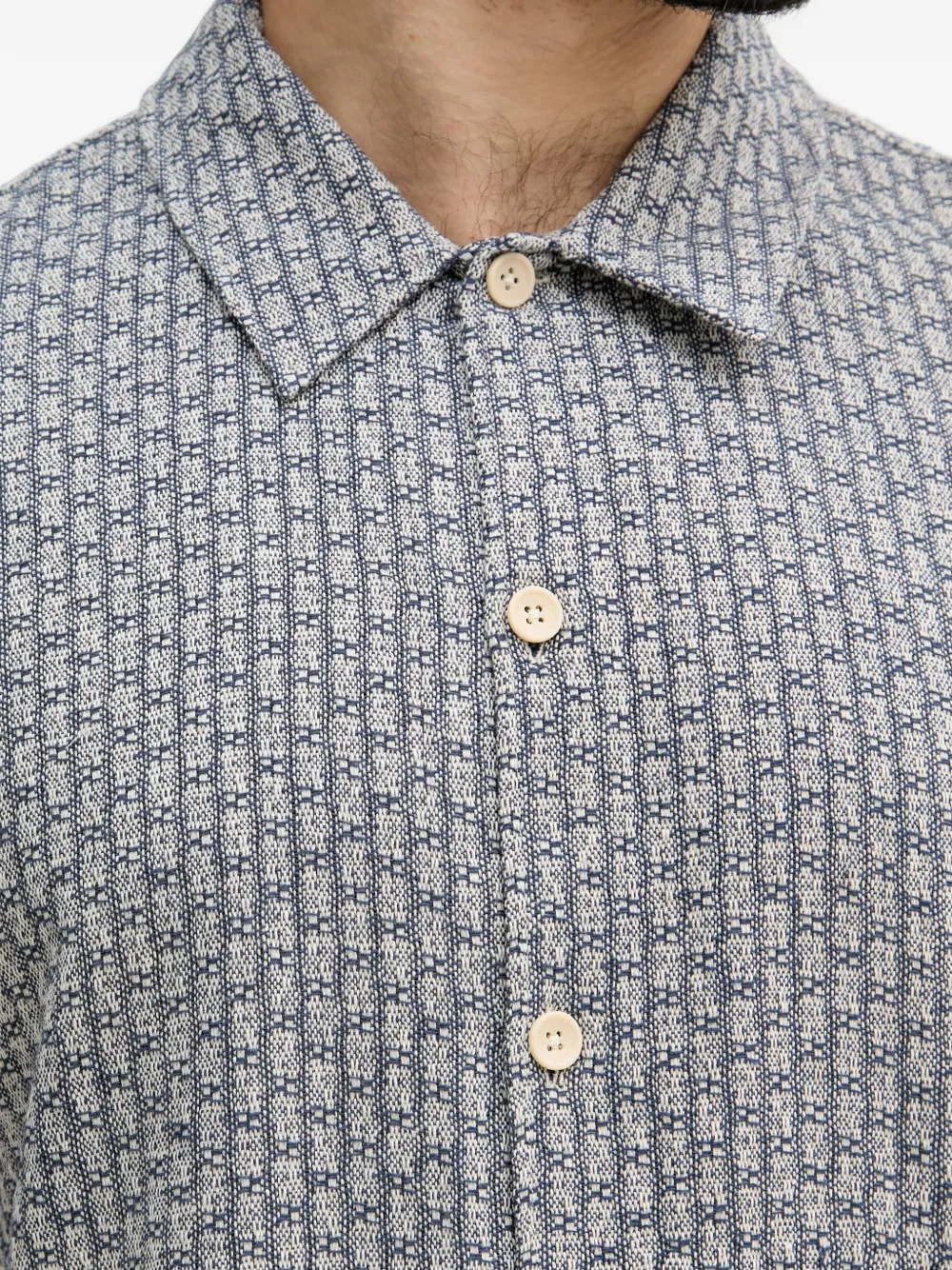 Mos Mosh MMGBanks overhemd met geometrische print en korte mouwen Beige