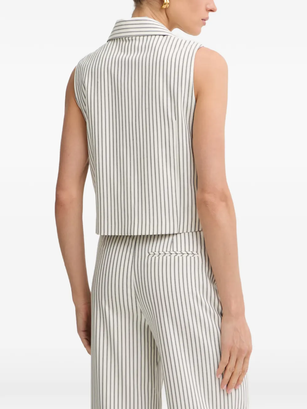 Morgan Gestreept gilet Beige