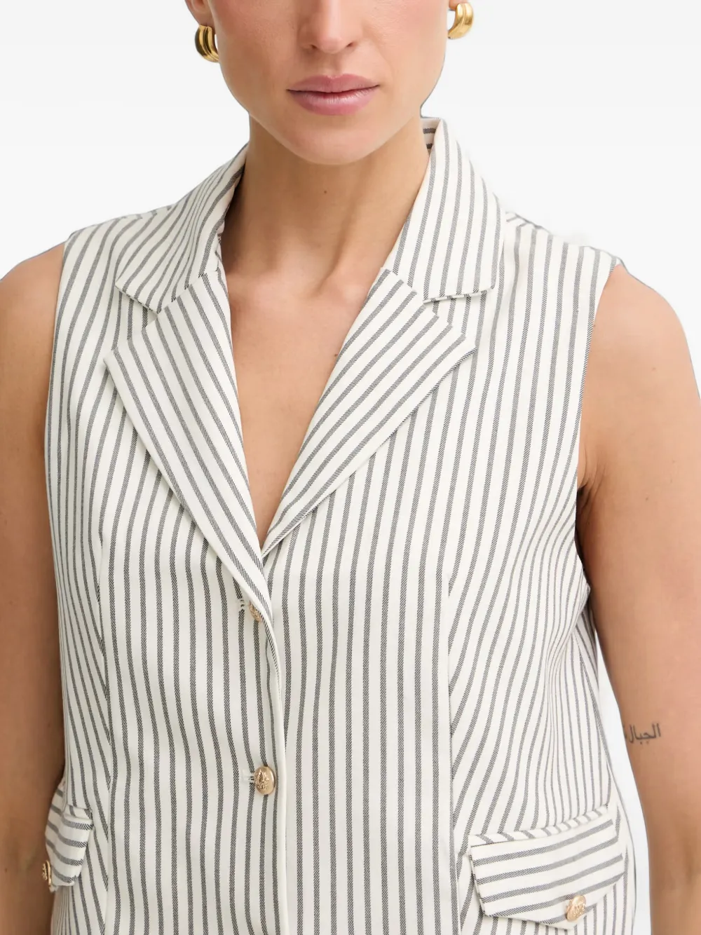 Morgan Gestreept gilet Beige