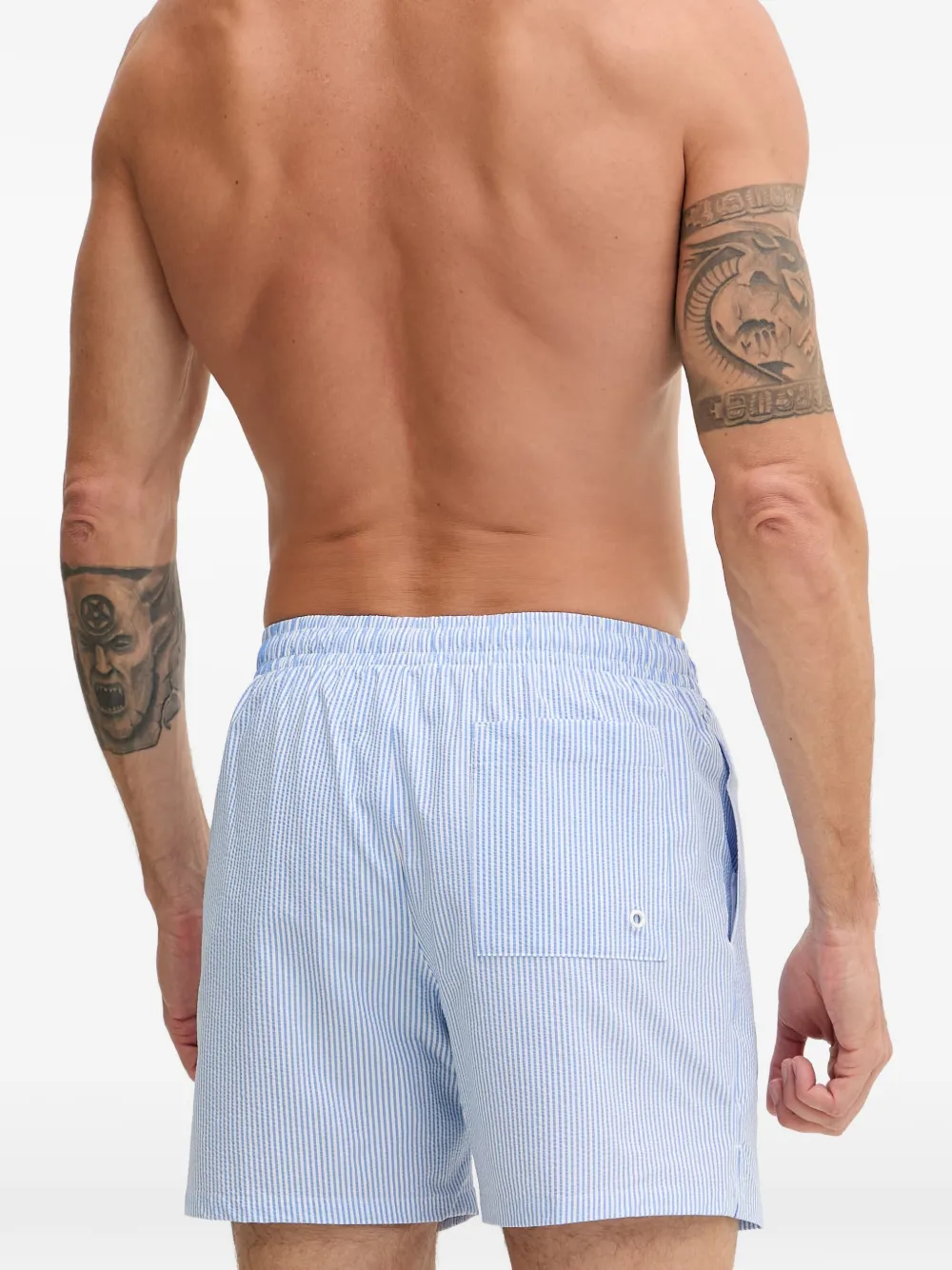 Nike striped-pattern swim shorts Blauw