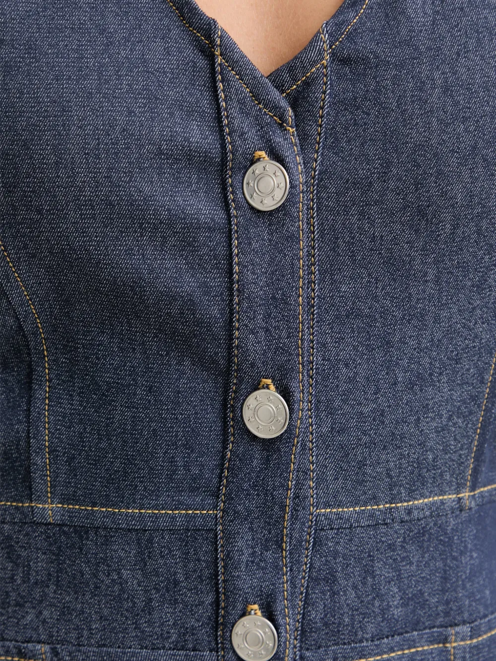 Morgan Mouwloze button-up mini-jurk Blauw