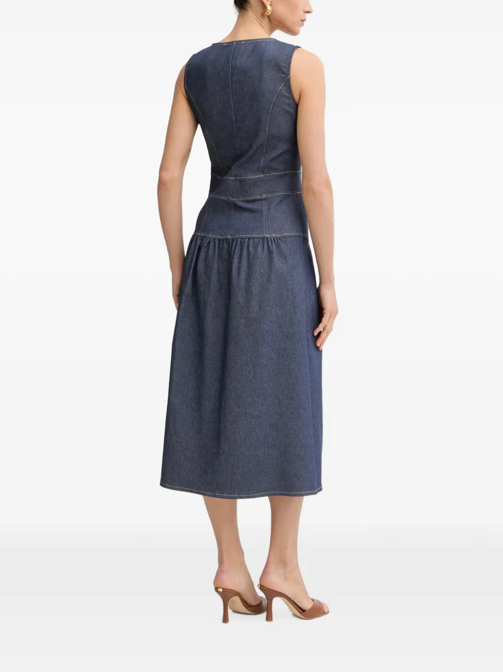 Morgan Mouwloze button-up mini-jurk Blauw