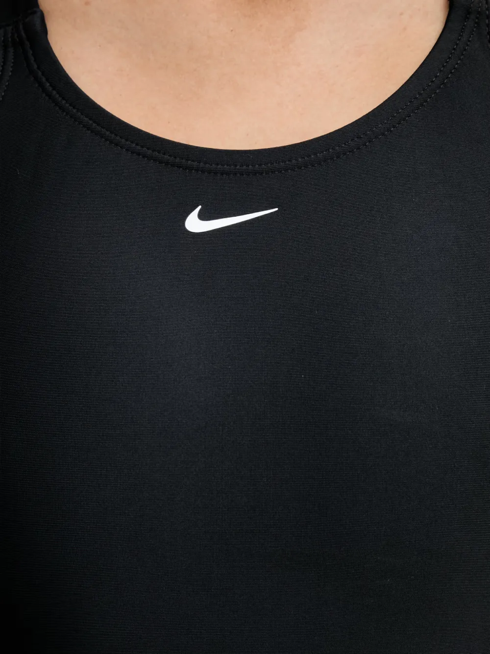 Nike logo-tape racerback swimsuit Zwart