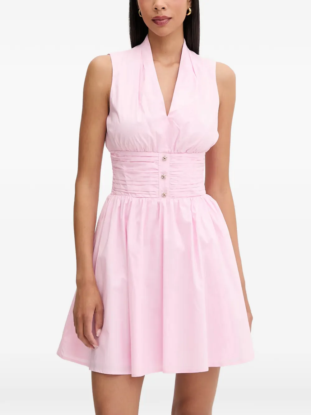 Morgan Mouwloze mini-jurk met ruches bij de taille Roze