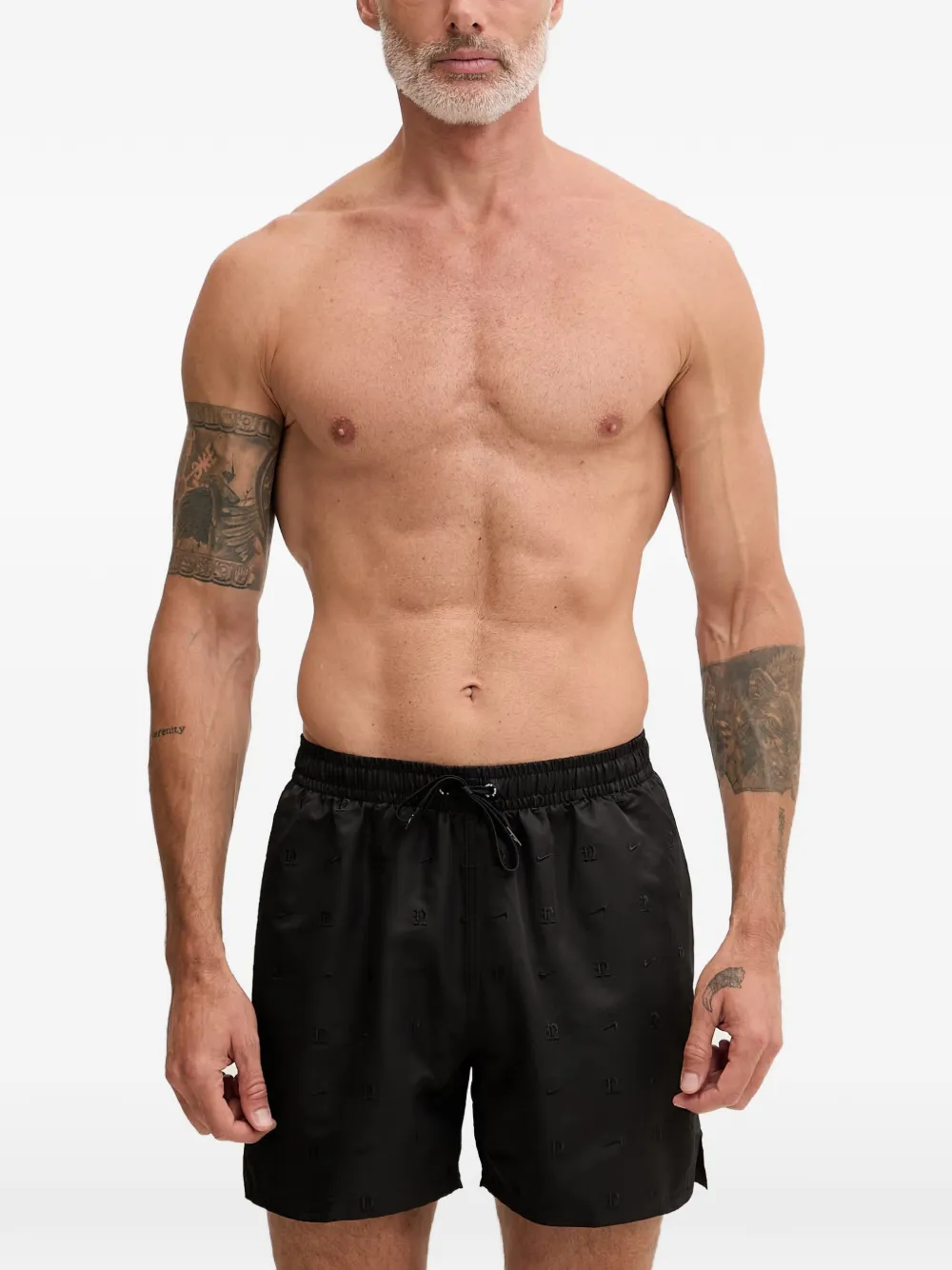 Nike logo-embroidered drawstring swim shorts Zwart