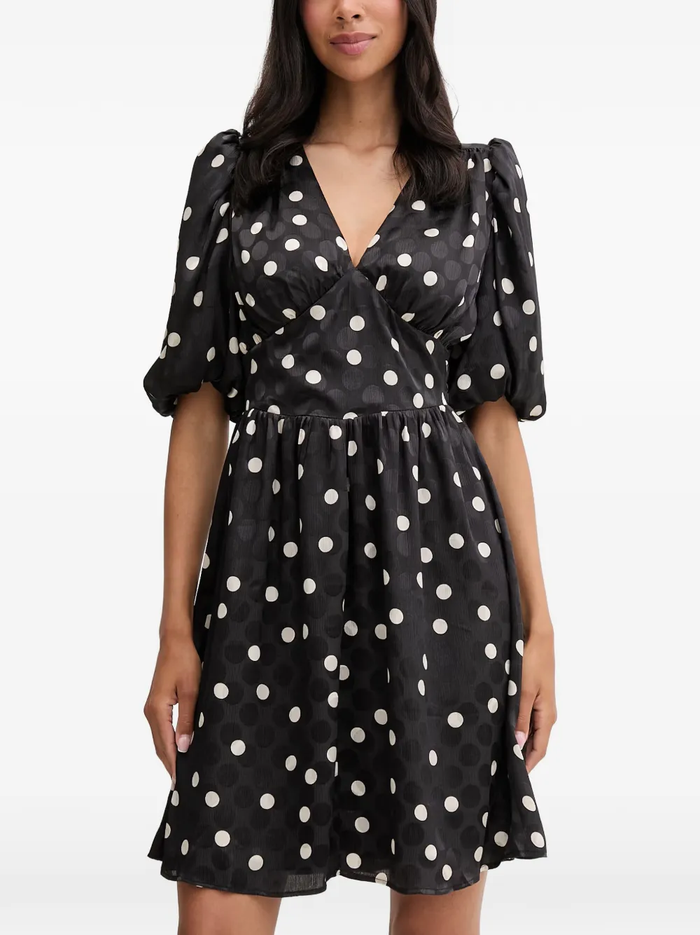 Morgan polka-dot puff-sleeve mini dress · 36