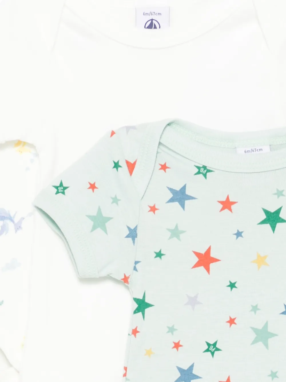 Petit Bateau Drie rompers met ster-print Groen