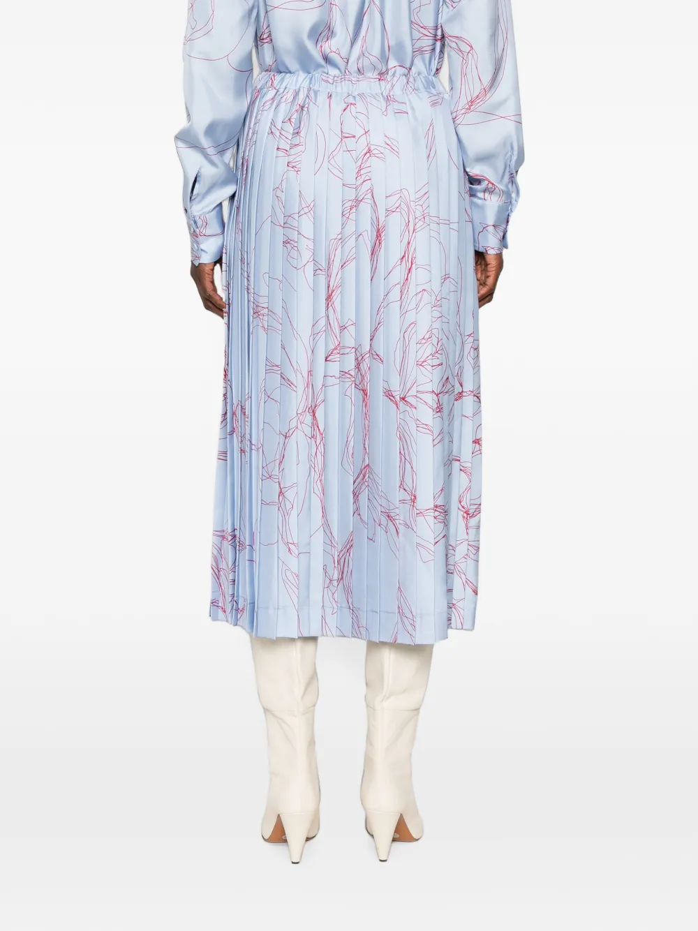 Fabiana Filippi Midi-plooirok met abstracte print Blauw