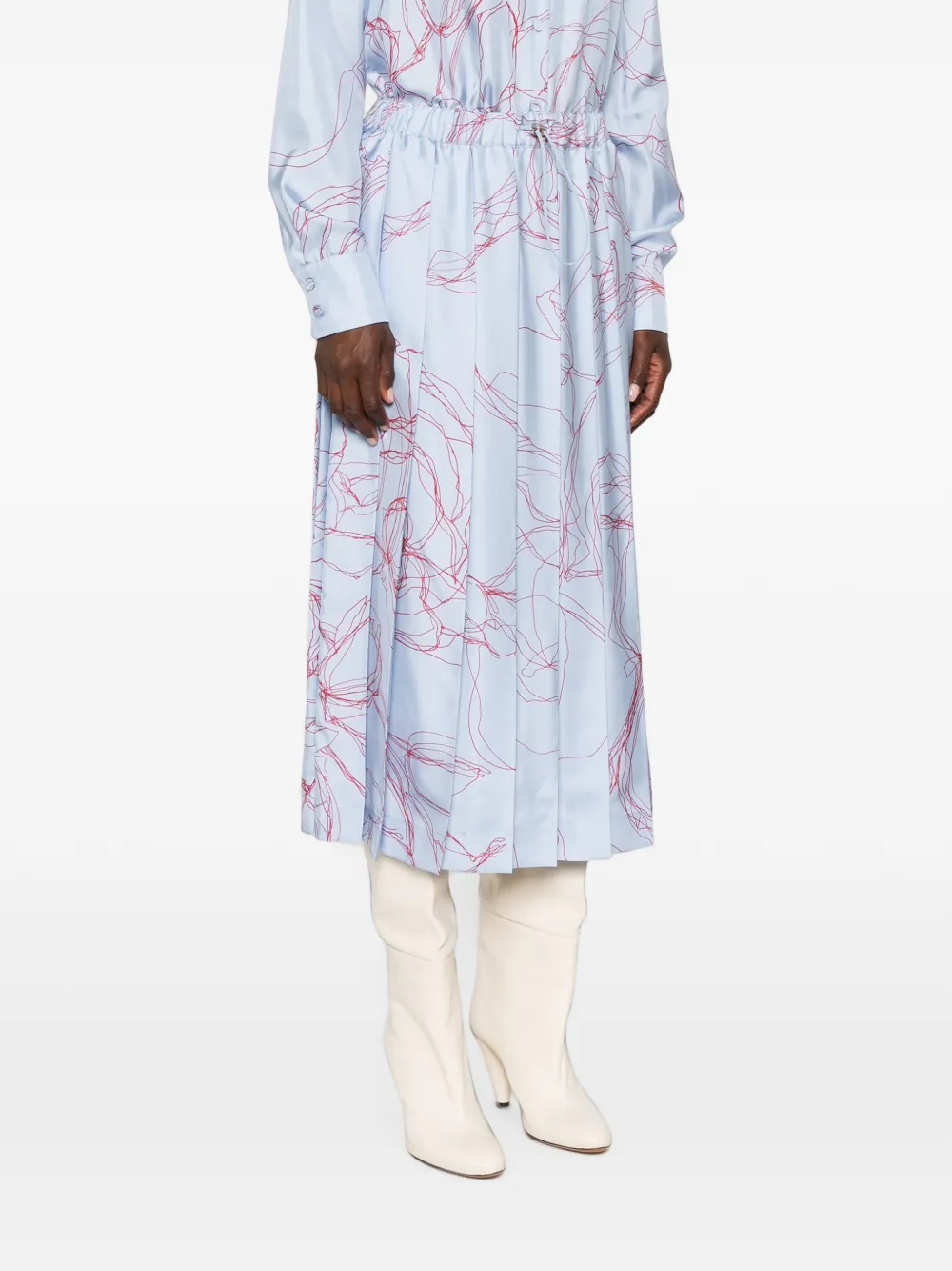 Fabiana Filippi Midi-plooirok met abstracte print Blauw