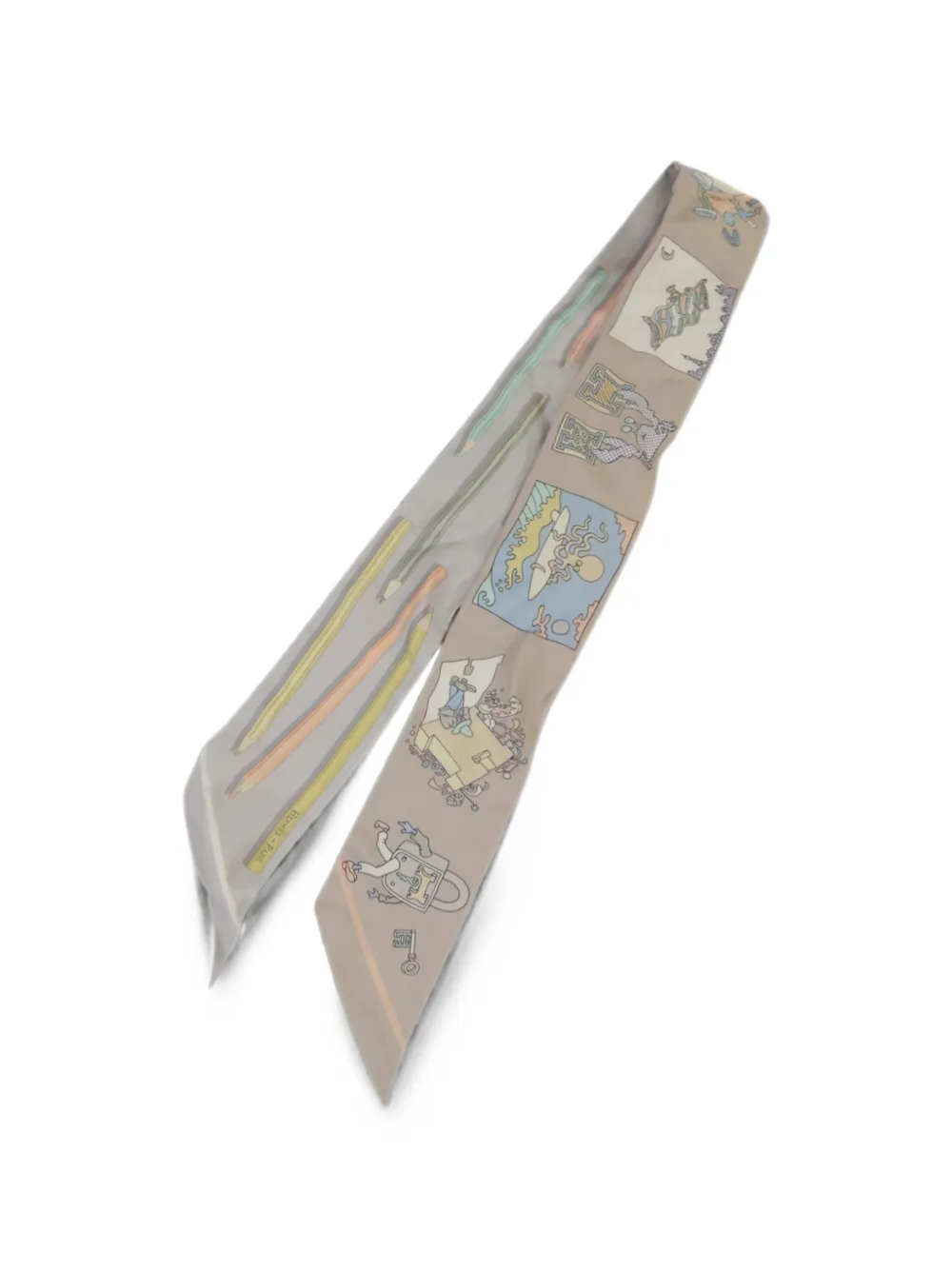 Hermès Pre-Owned Twilly pencil-print scarf - Grigio