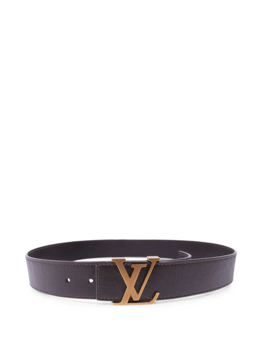 Pre-owned Louis Vuitton Logo Leather Belt In Brown