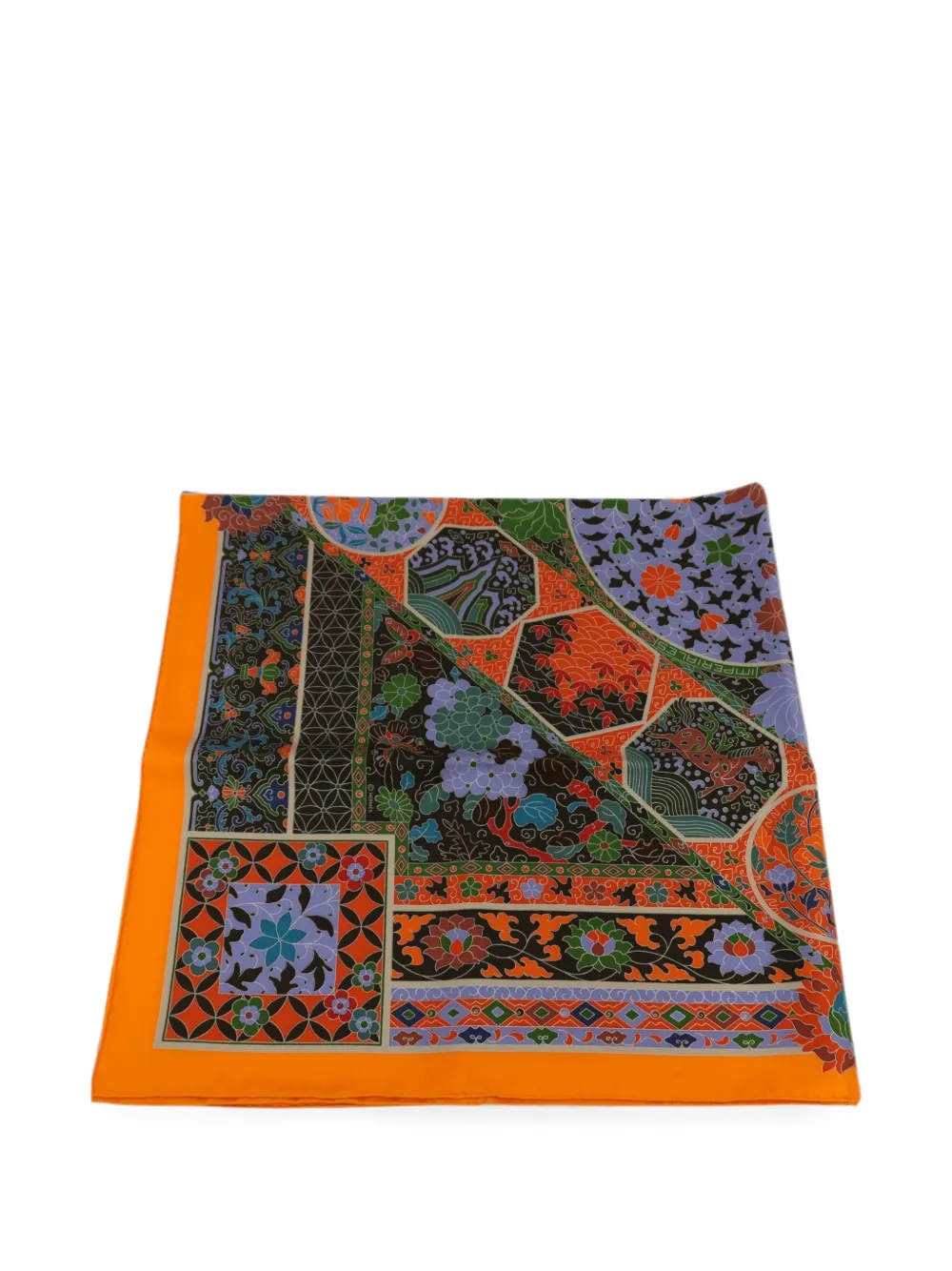 Hermès Pre-Owned floral-print silk scarf - Arancione