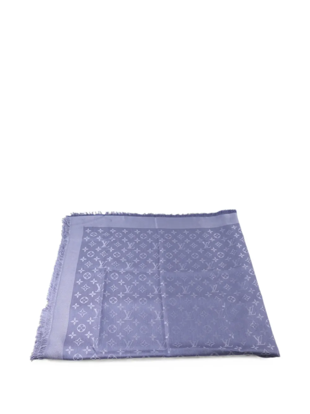 Louis Vuitton Pre-Owned monogram-pattern fringe scarf - Blu