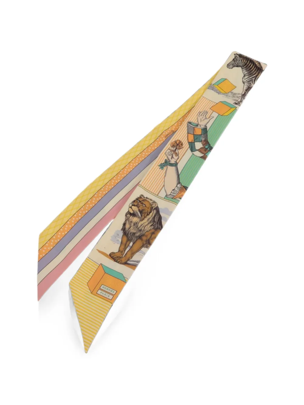 Hermès Pre-Owned Twilly animal-print silk scarf - Giallo
