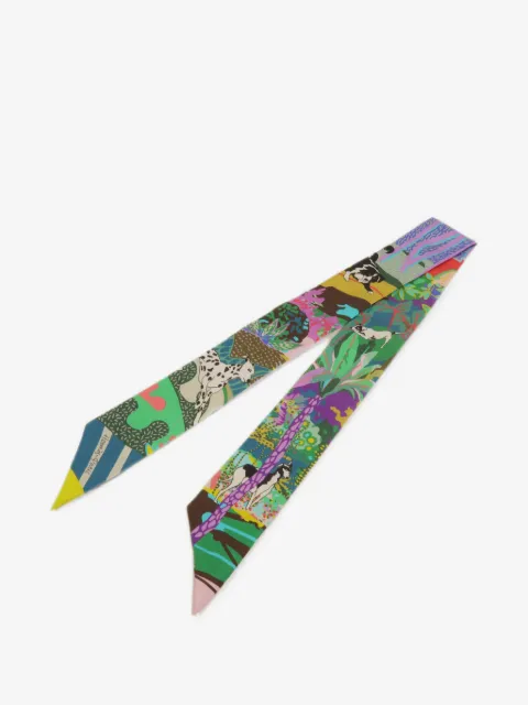 Hermès Pre-Owned mascada Twilly con perro estampado