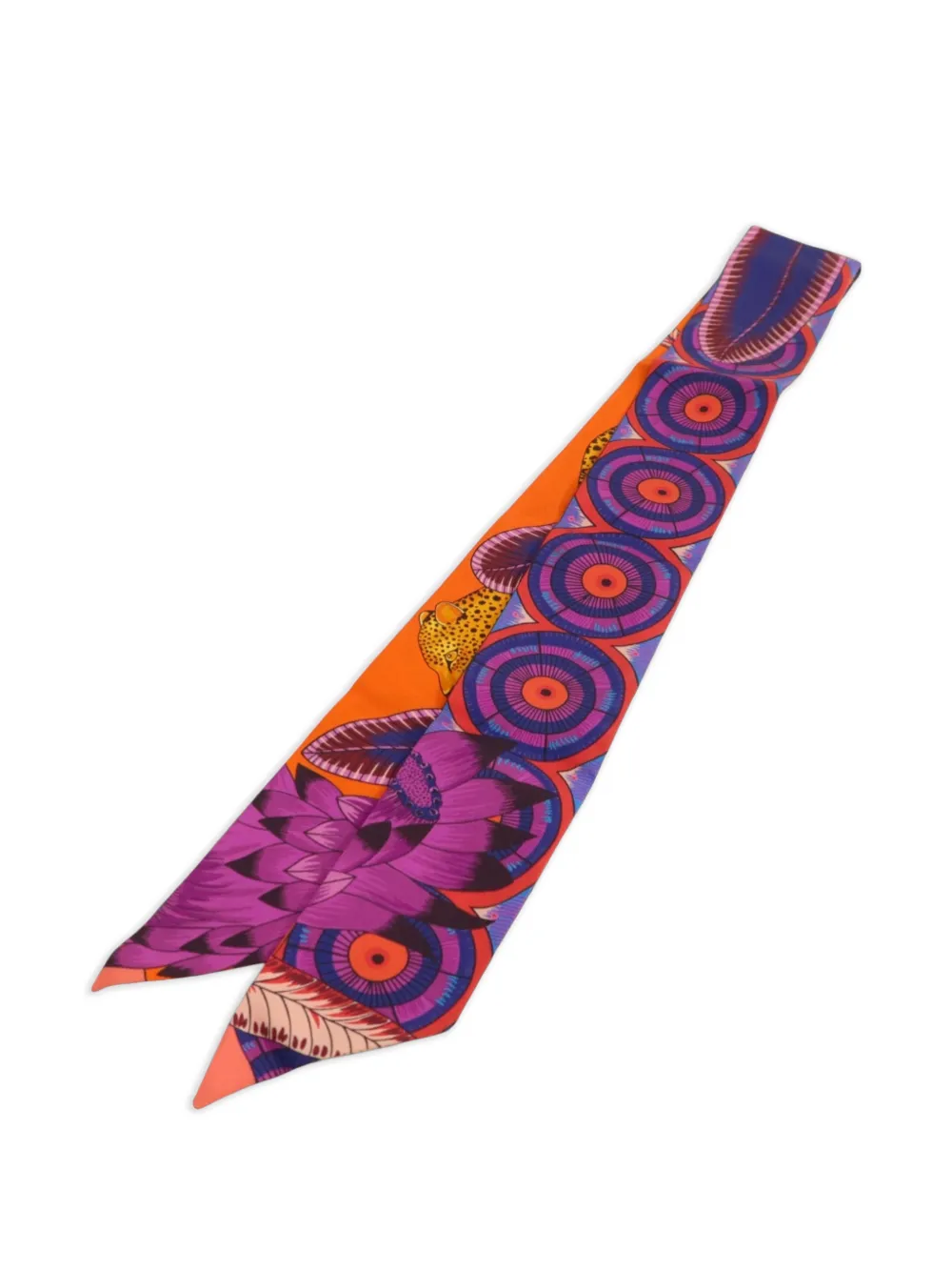 Hermès Pre-Owned Twilly animal-print scarf - Orange