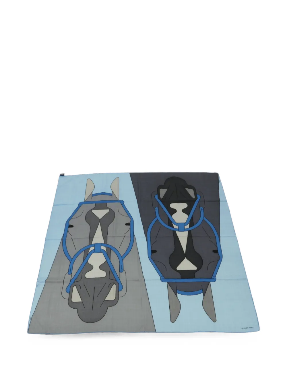 Hermès Pre-Owned horse-print scarf - Blu