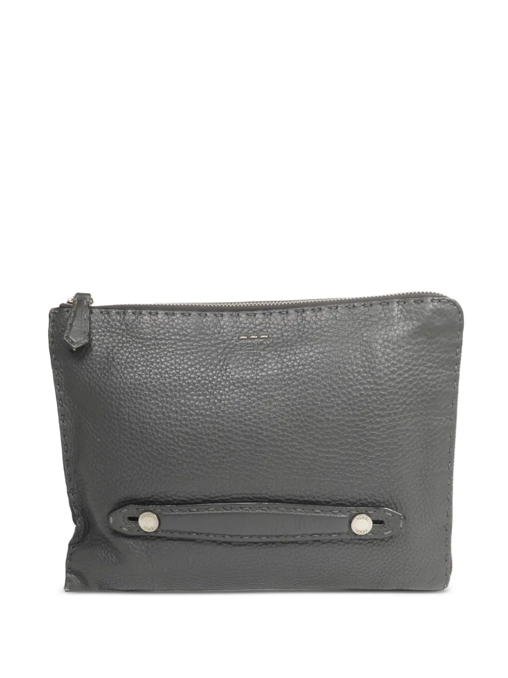 Fendi Pre-Owned Selleria leather clutch bag - Grey