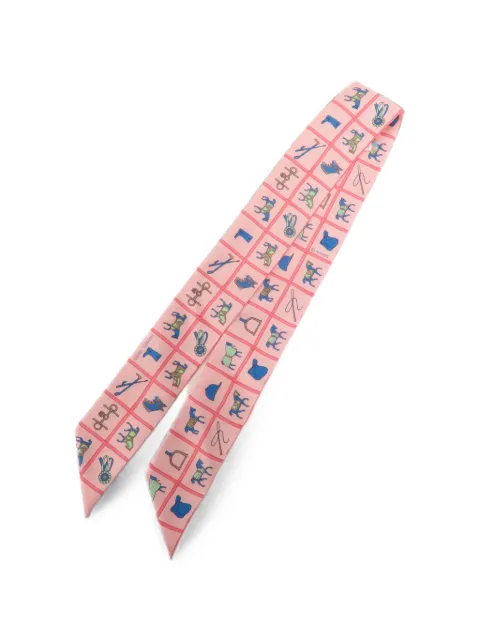 Hermès Pre-Owned Twilly equestrian-print silk scarf