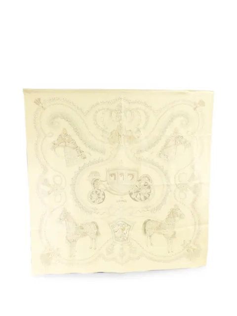 Hermès Pre-Owned mascada de seda con caballos estampados