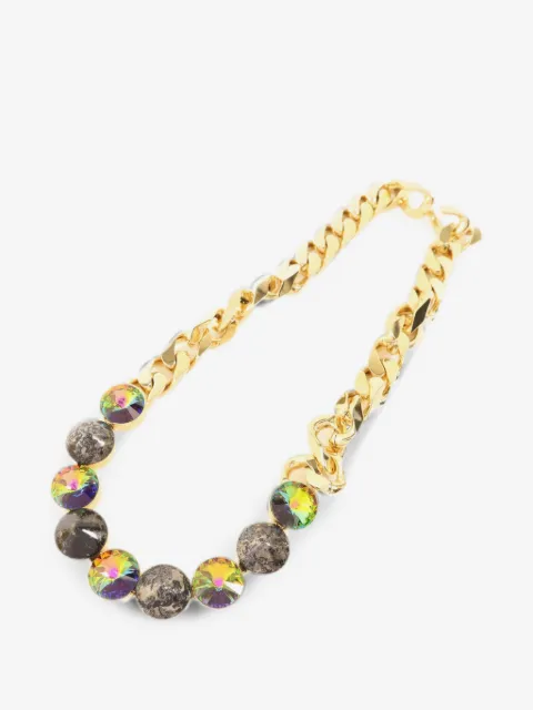 Fendi Pre-Owned crystal curb chain necklace