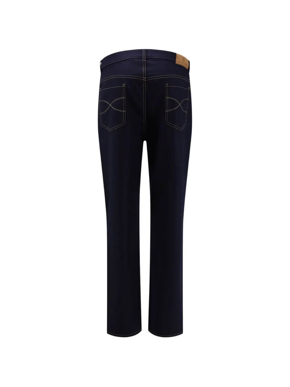 Brunello Cucinelli Broek met geborduurd logo en contrasterende stiksels Blauw