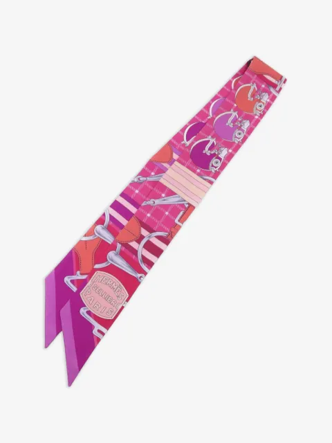 Hermès Pre-Owned Twilly equestrian-pattern scarf