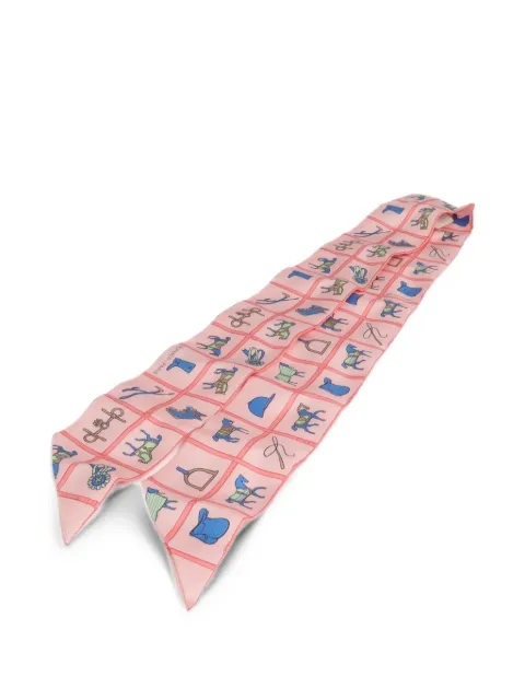Hermès Pre-Owned Twilly equestrian-print silk scarf