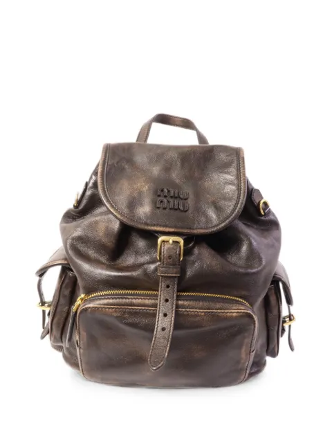 Miu Miu Pre-Owned logo-detail leather backpack