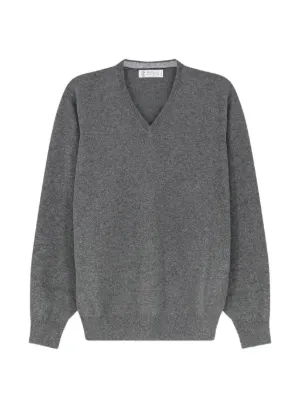 Brunello Cucinelli V-neck Sweater | Grey | FARFETCH MY