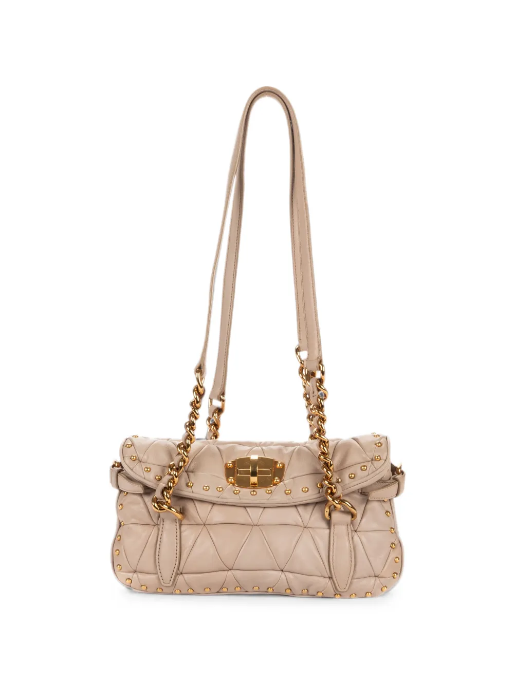 Miu Miu Pre-Owned studded turn-lock shoulder bag - Toni neutri