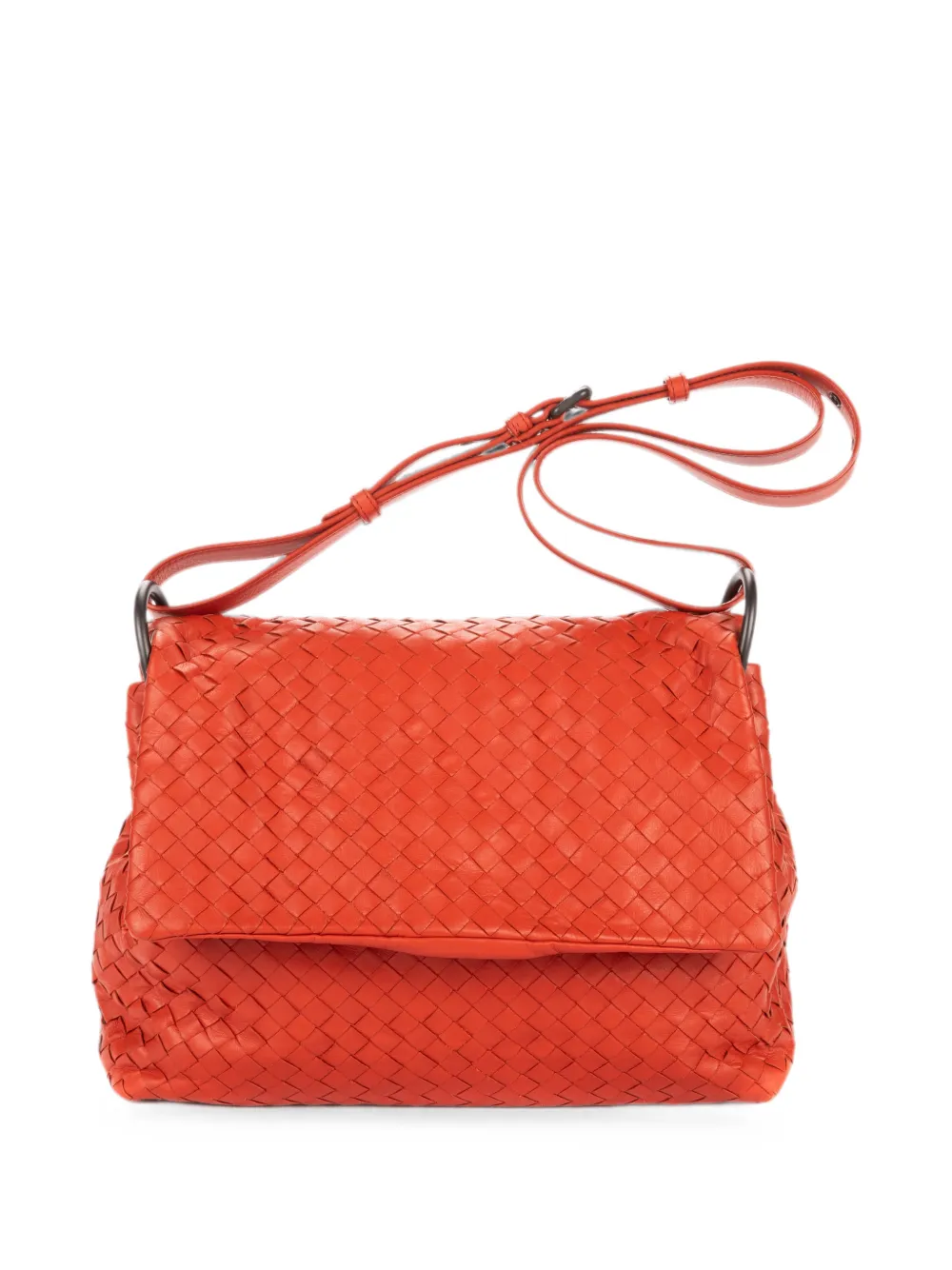 Bottega Veneta Pre-Owned Intrecciato-weave flap shoulder bag - Arancione