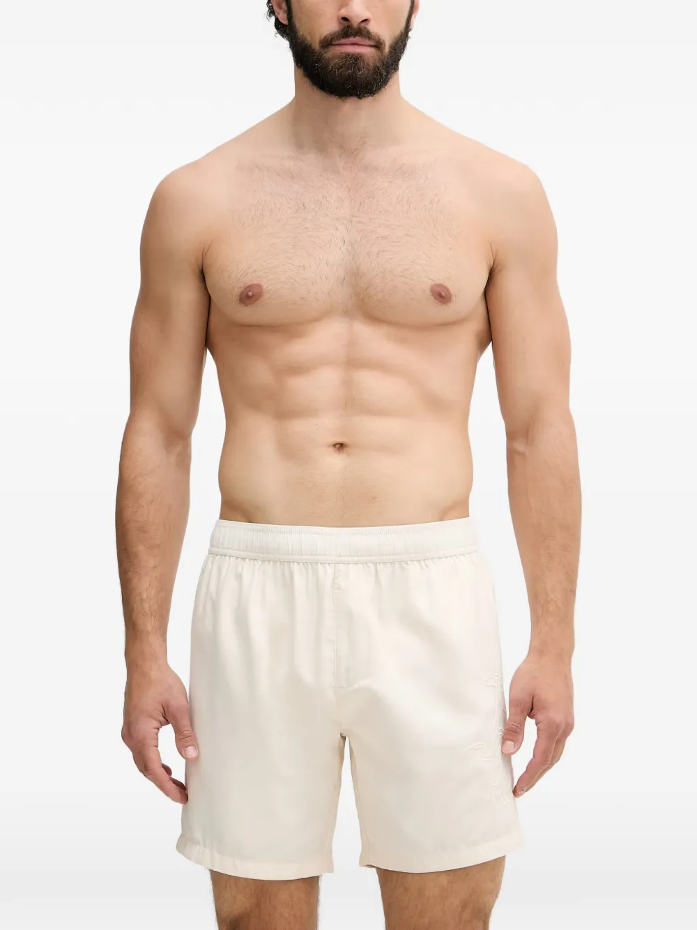 Trussardi embroidered elasticated swim shorts - Toni neutri