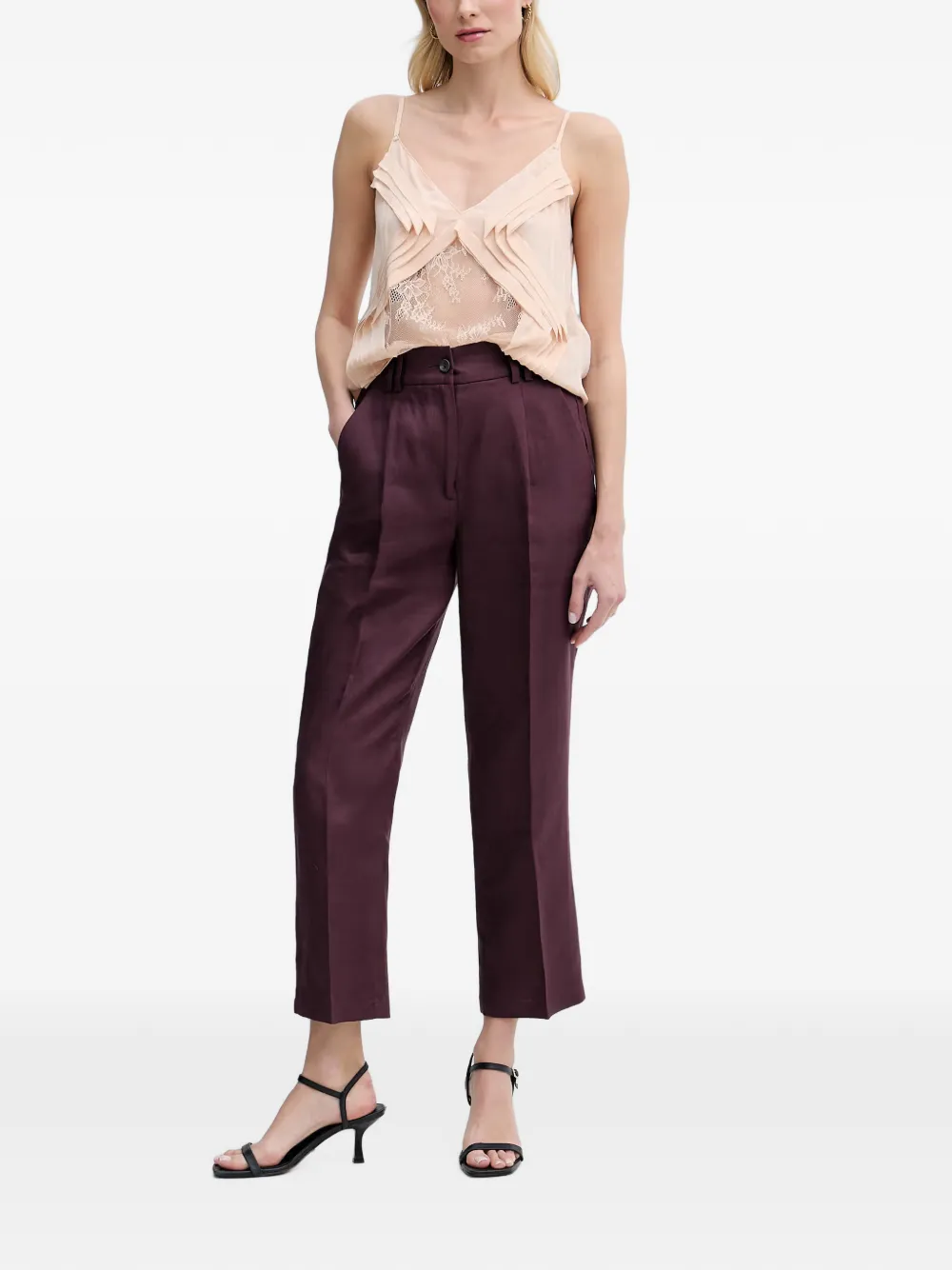 Sisley Pantalon met elastische tailleband Bruin