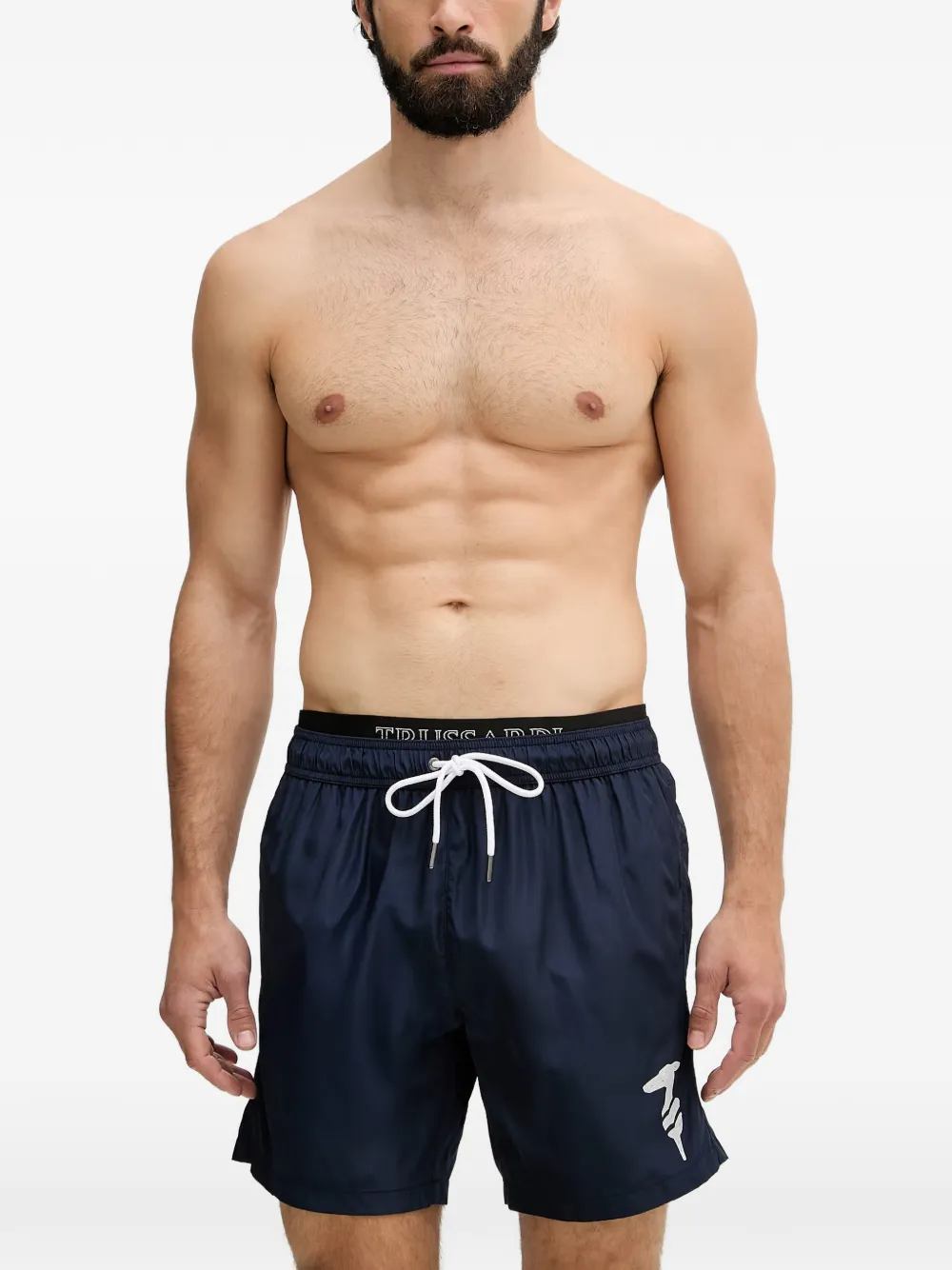 Trussardi logo-print drawstring swim shorts - Blu