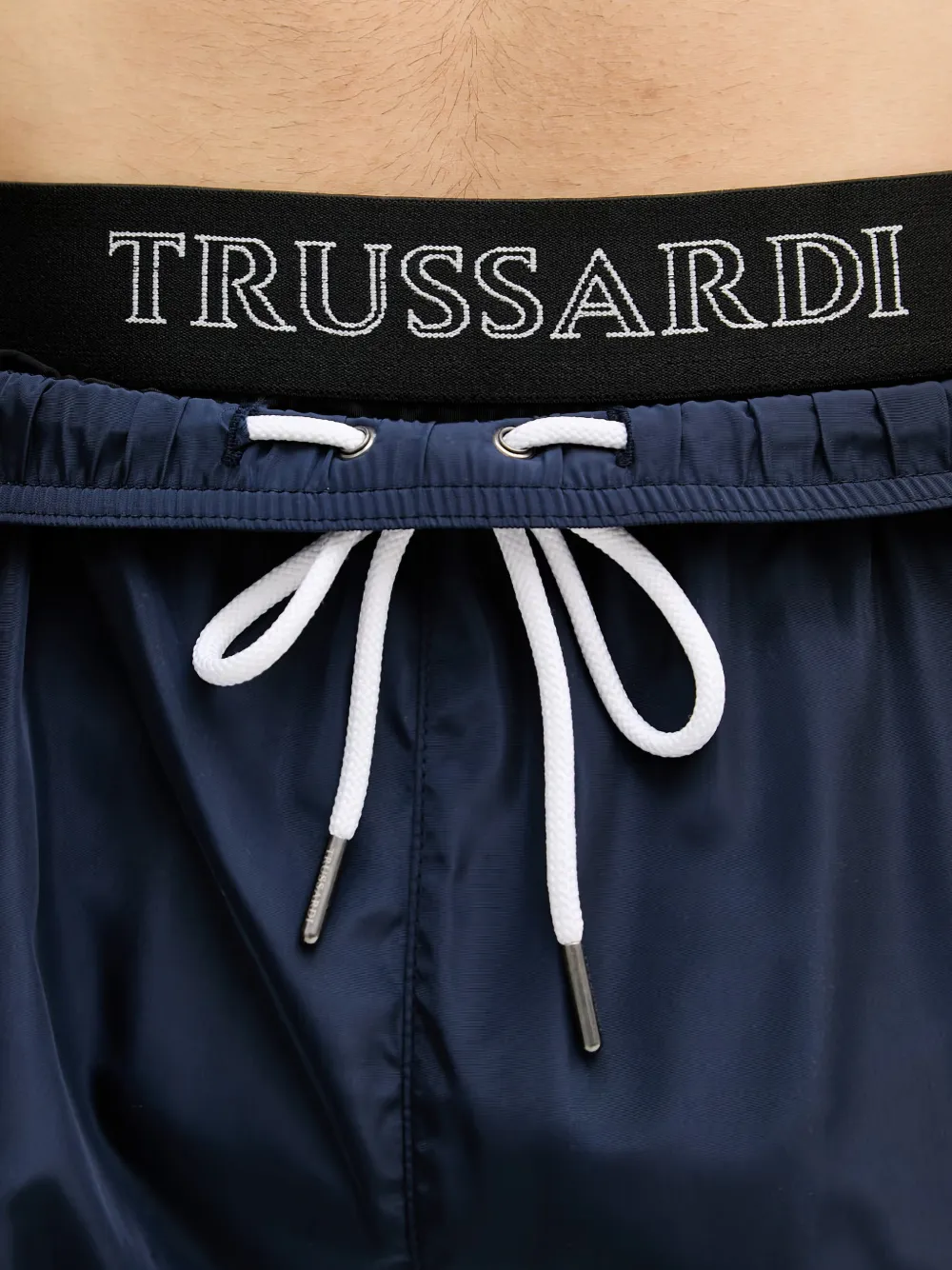 Trussardi Zwembroek met logoprint en trekkoord Blauw