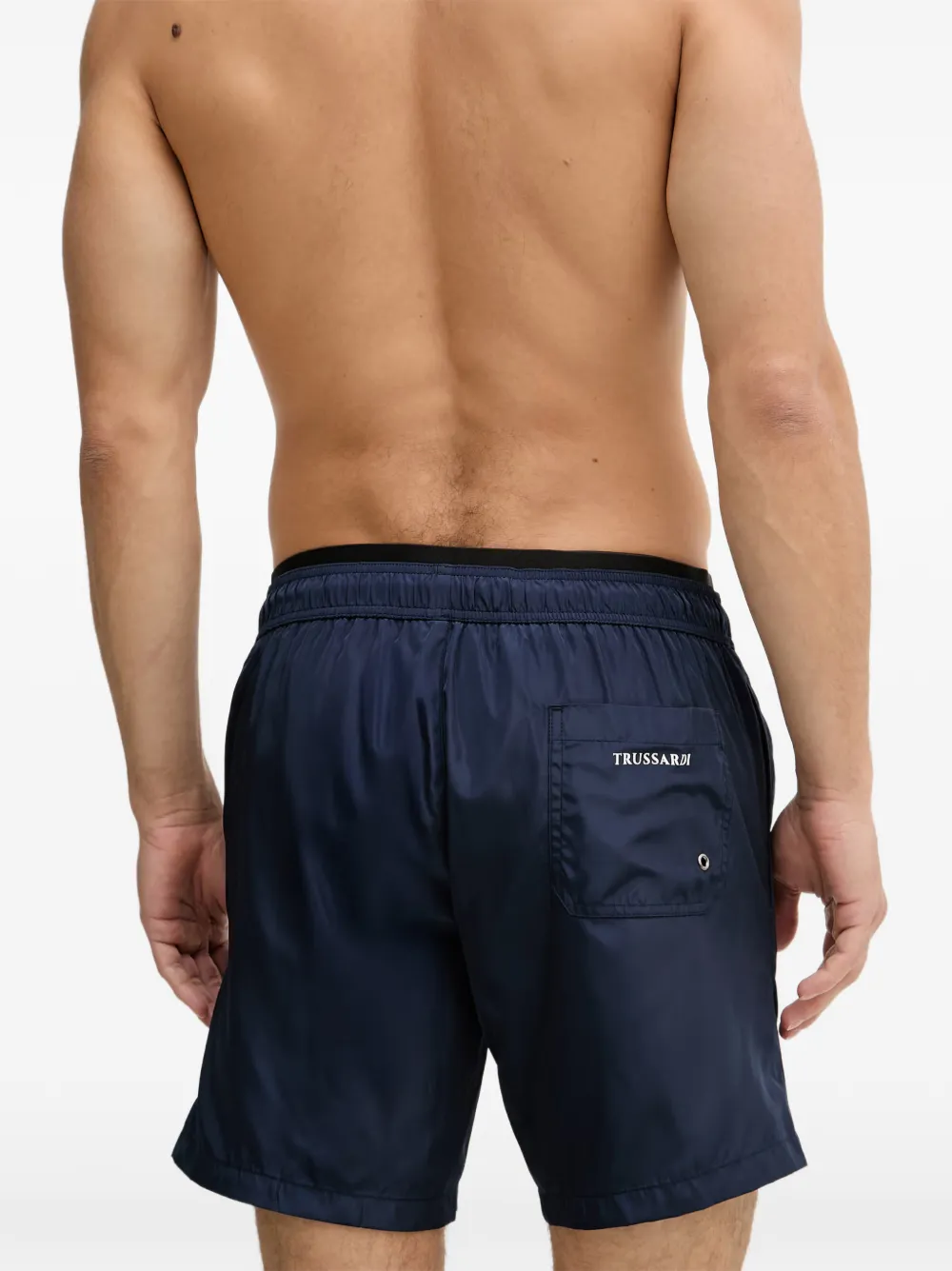 Trussardi Zwembroek met logoprint en trekkoord Blauw