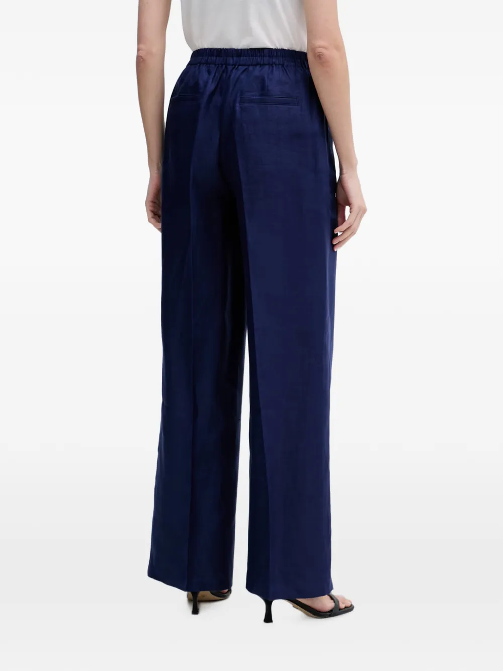 Sisley Linnen plooibroek met wijde pijpen Blauw
