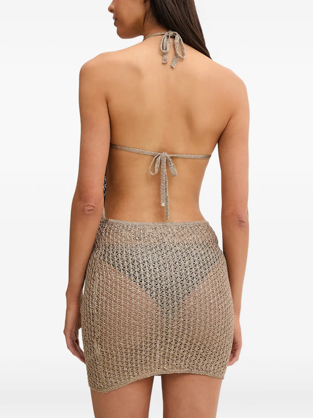 GUESS USA Gehaakte lurex mini-jurk Beige