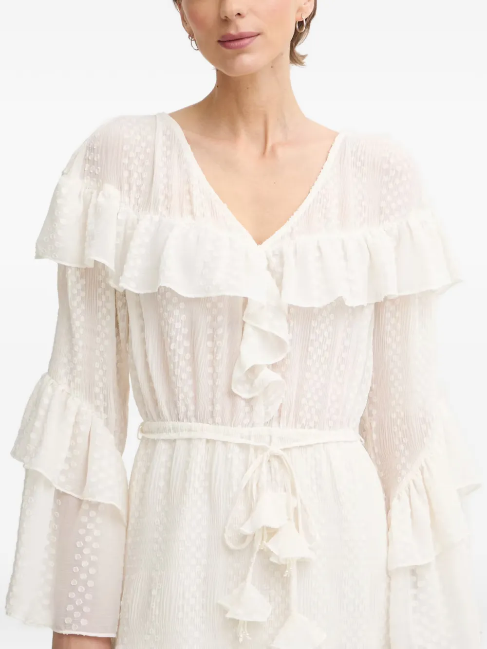 GUESS USA Jurk met riem en ruches Wit