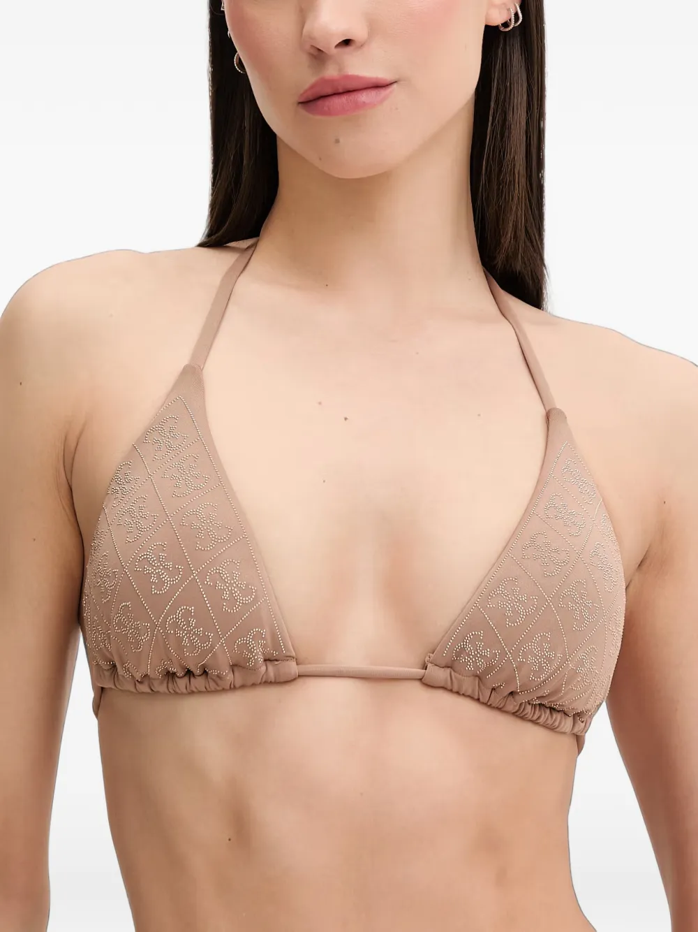 GUESS USA 4G-logo triangle bikini top - Marrone