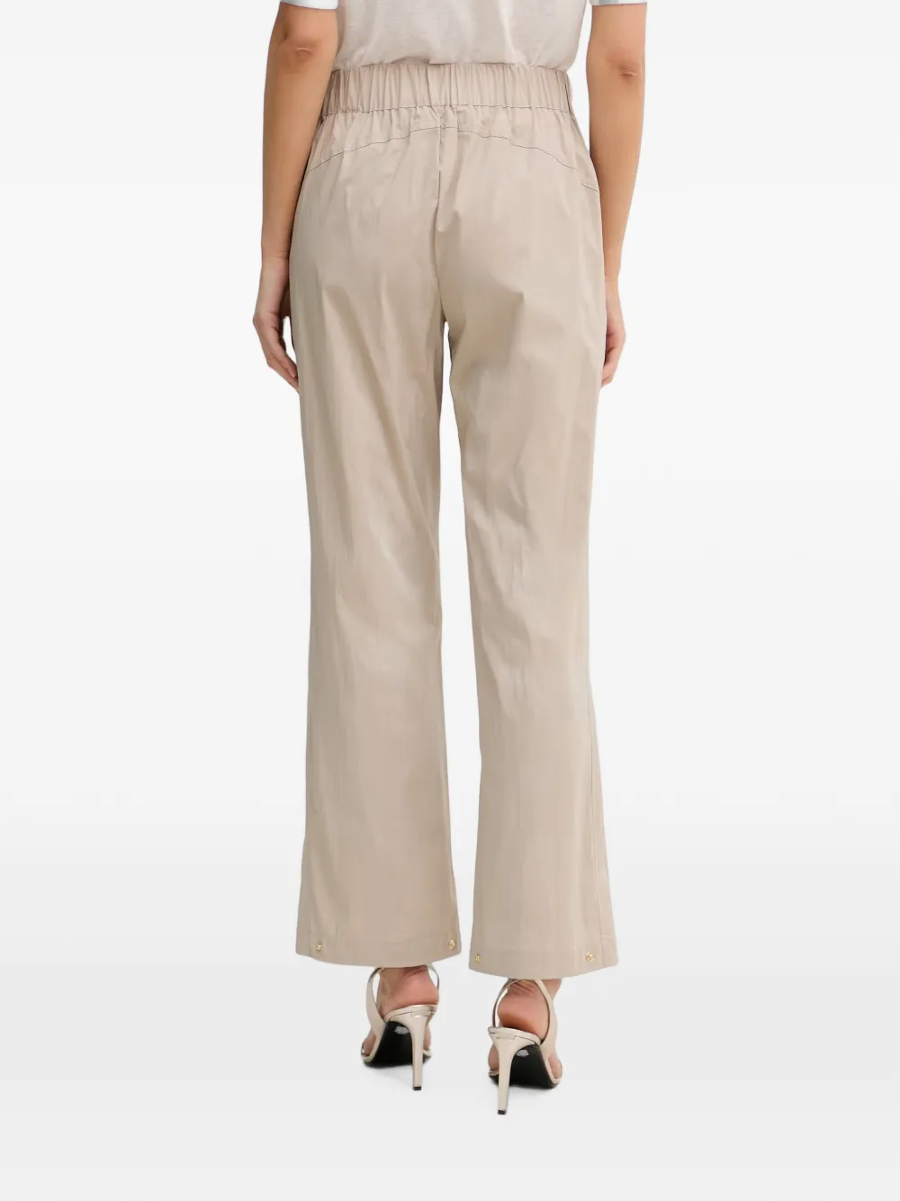 Mos Mosh Pantalon met elastische tailleband Beige