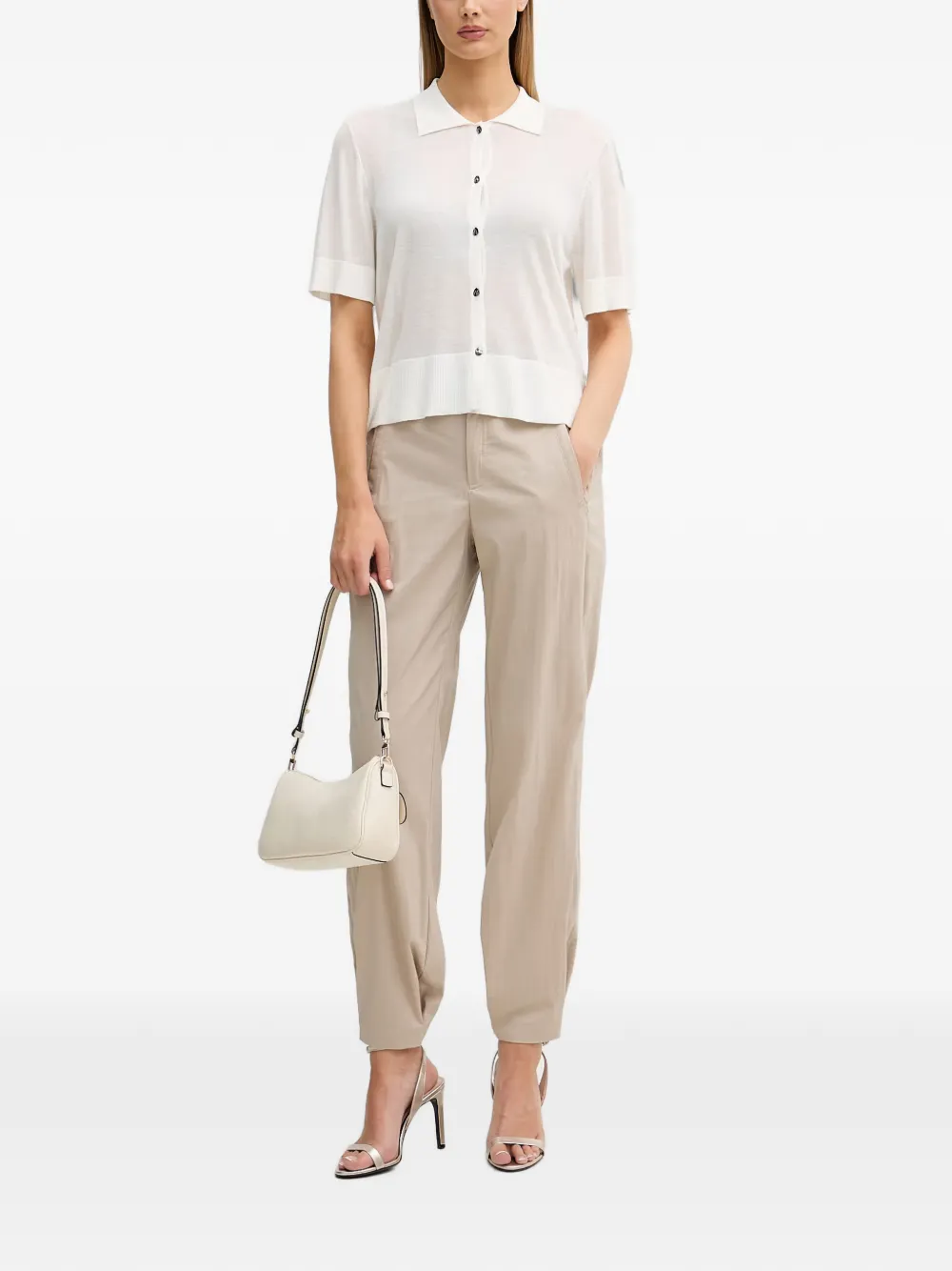 Mos Mosh Pantalon met elastische tailleband Beige